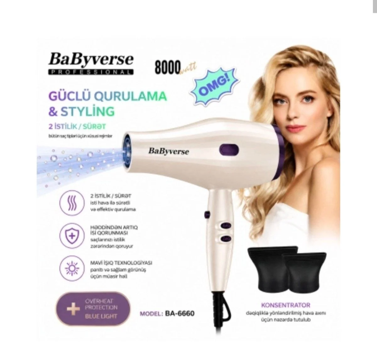 BaByverse Salon Series BA-6660 Профессиональный фен для волос